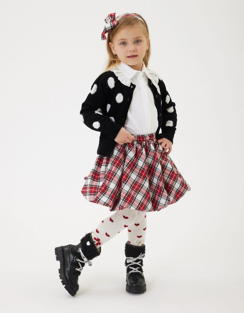 Baby Girls Tartan Taffeta Balloon Skirt in Red