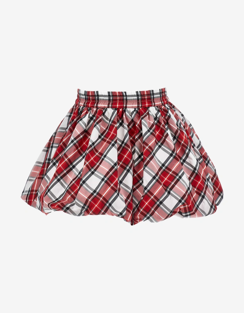 Baby Girls Tartan Taffeta Balloon Skirt in Red