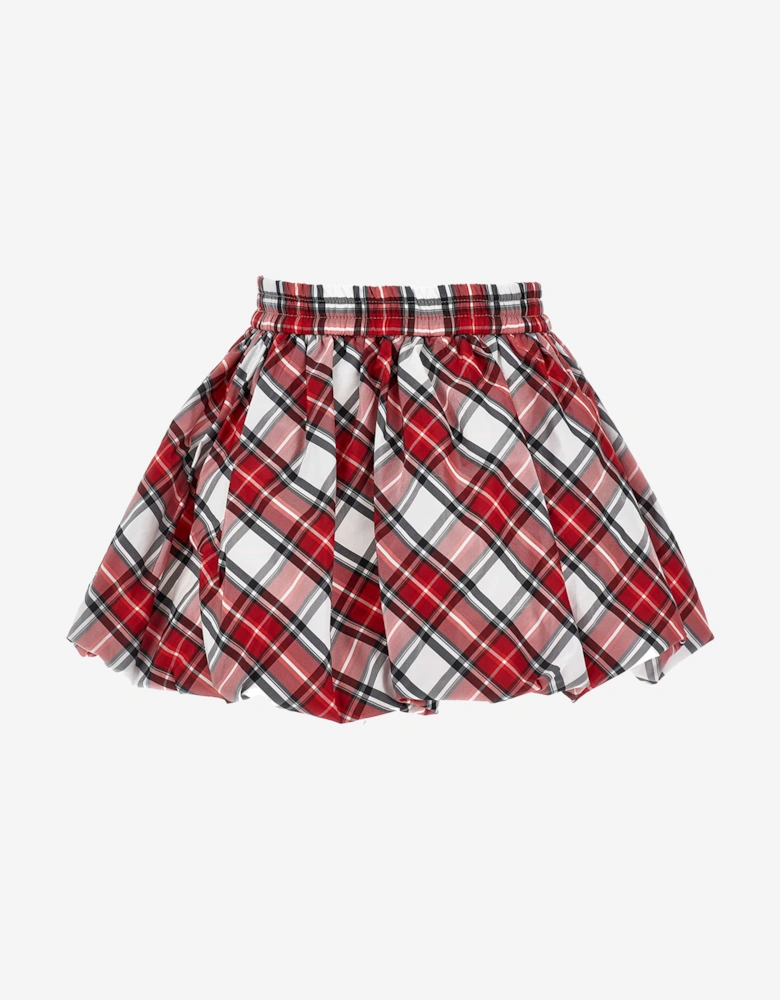 Baby Girls Tartan Taffeta Balloon Skirt in Red