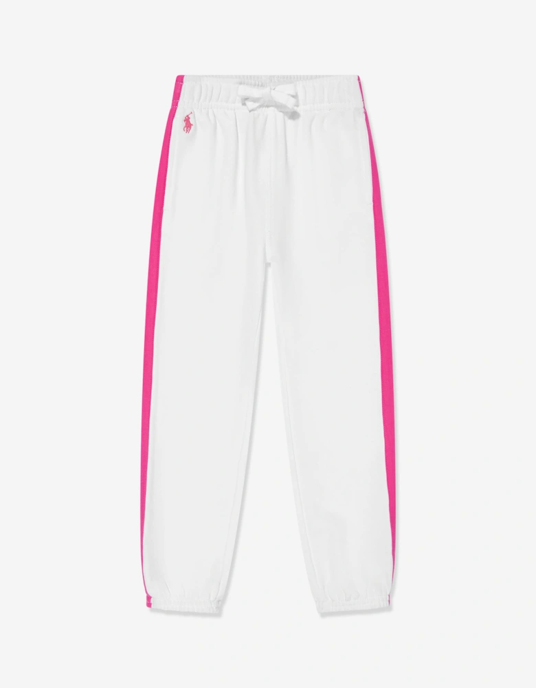 Girls Side Stripe Joggers in White