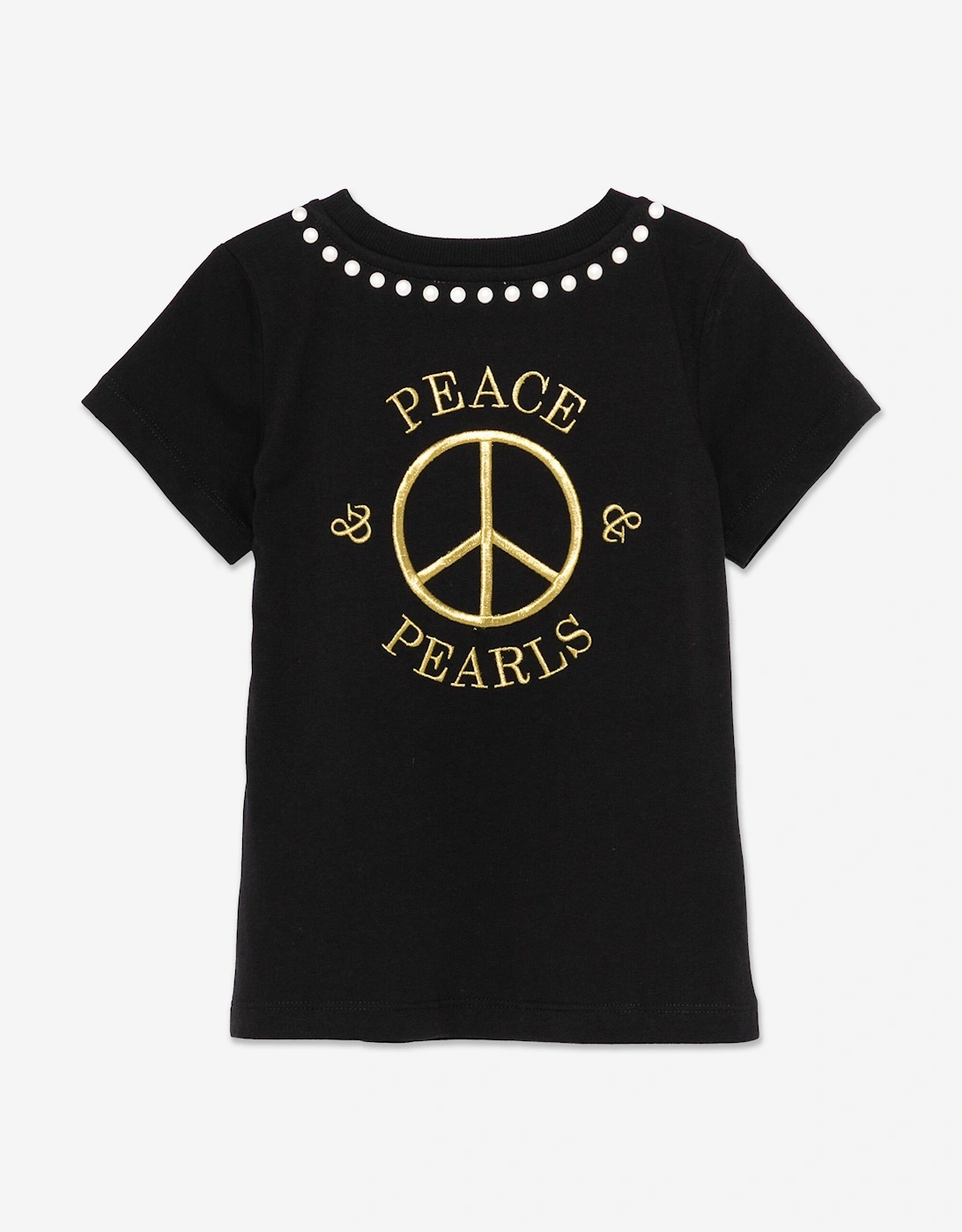 Girls Peace Pearls T-Shirt in Black