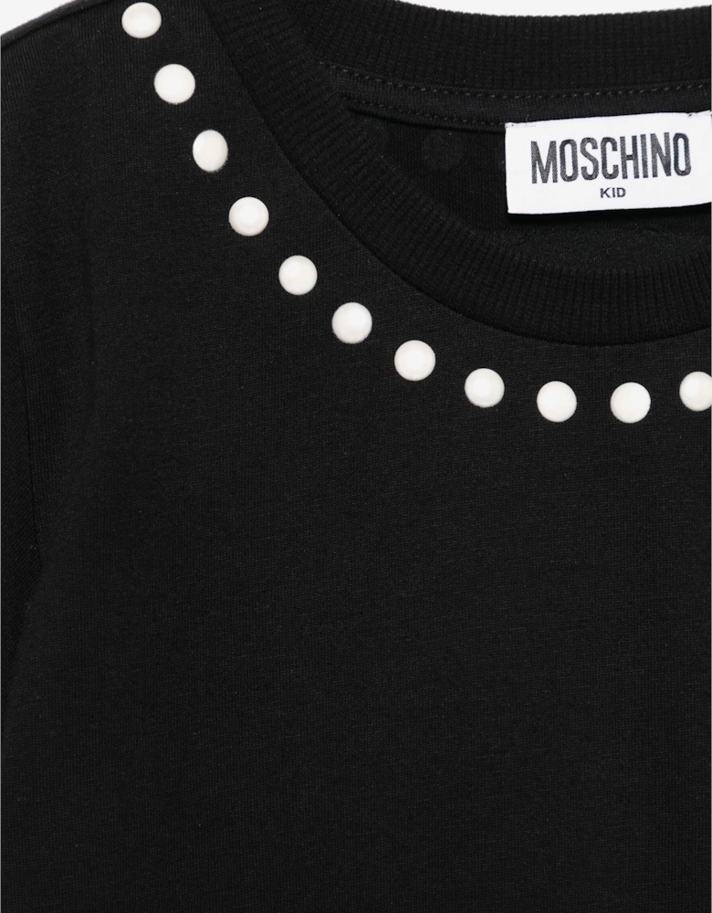 Girls Peace Pearls T-Shirt in Black