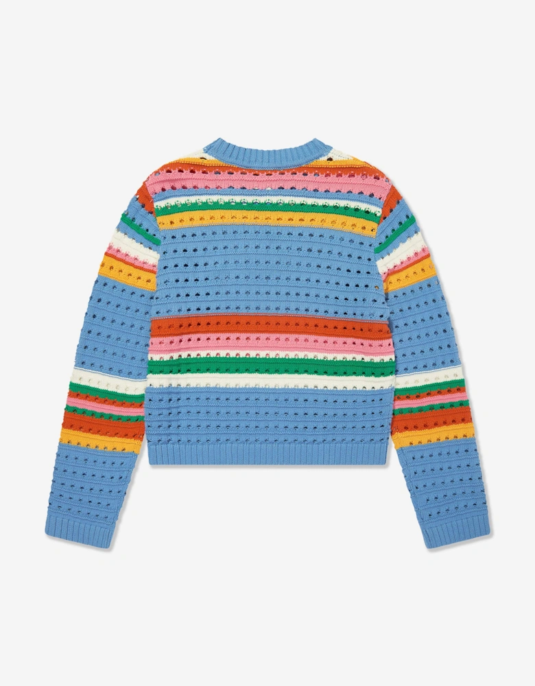 Girls Striped Logo Jumper in Multicolour