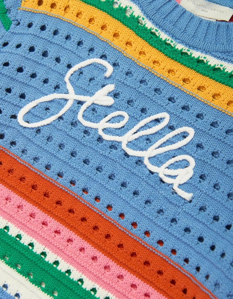 Girls Striped Logo Jumper in Multicolour