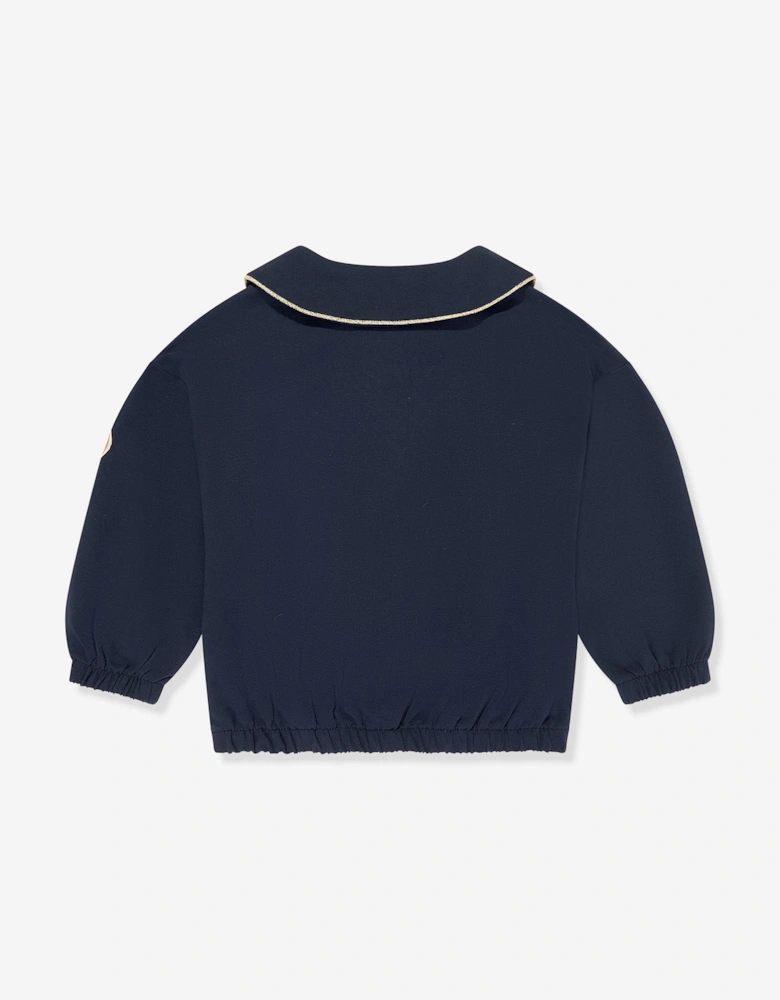 Girls Embroidered Logo Sweatshirt in Navy