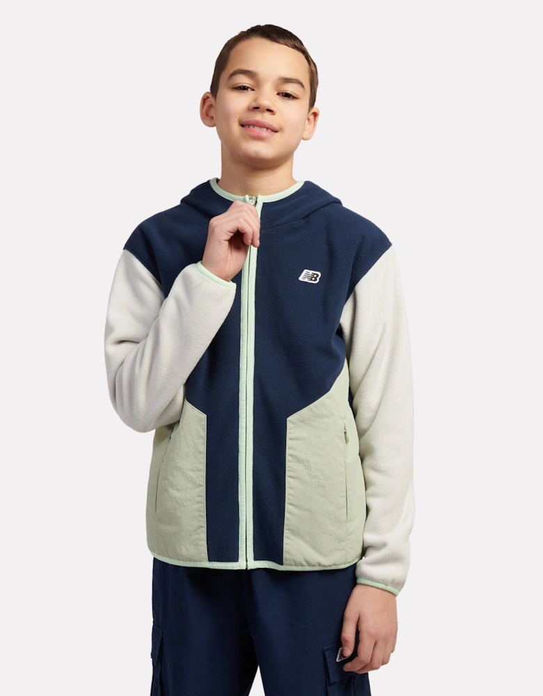 Boys Premium Panelled Fleece Jacket in Navy
