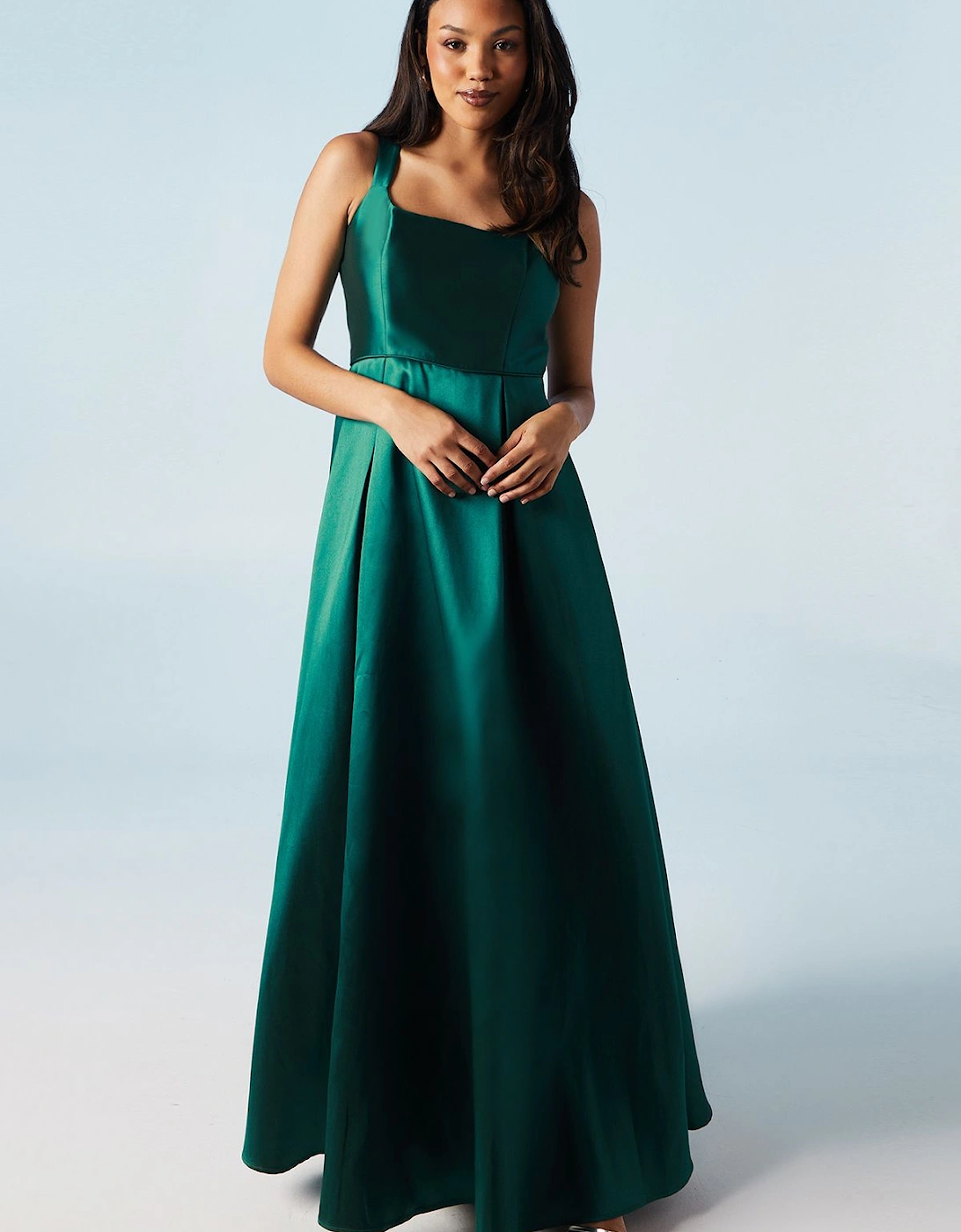 Scoop Neck Full Skirted Twill Bridesmaid Dress, 2 of 1