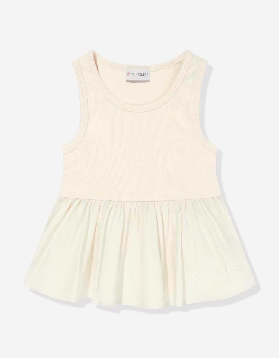Girl's Moncler Enfant Girls Sleeveless Top in Ivory - Cream - Size: 12 years