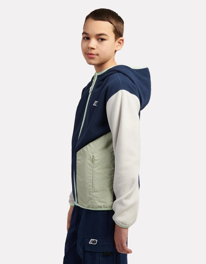 Boys Premium Panelled Fleece Jacket in Navy