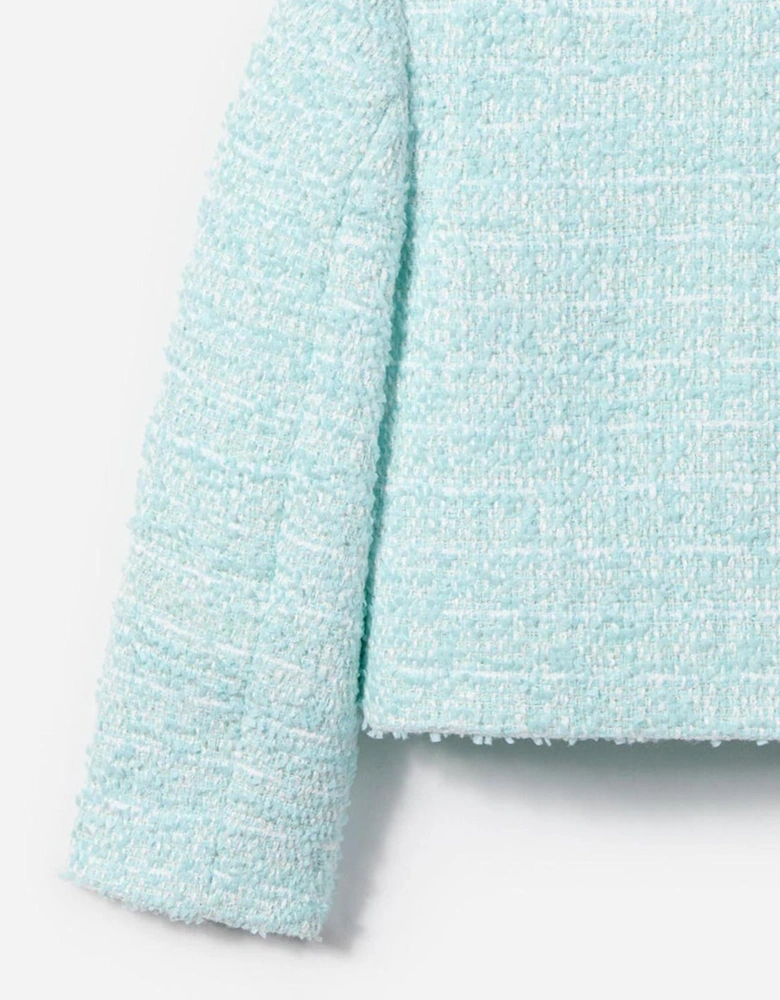 Girls Boucle Flower Sequin Jacket in Blue