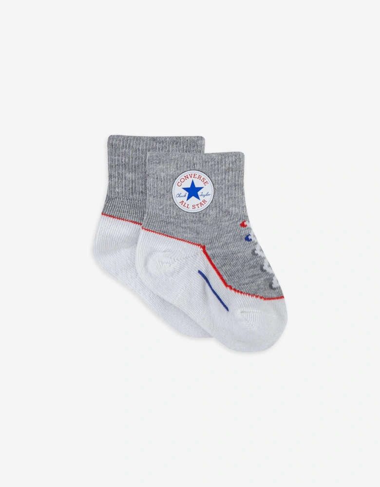 Boys Striated Quarter 3 Pack Socks Set in Black