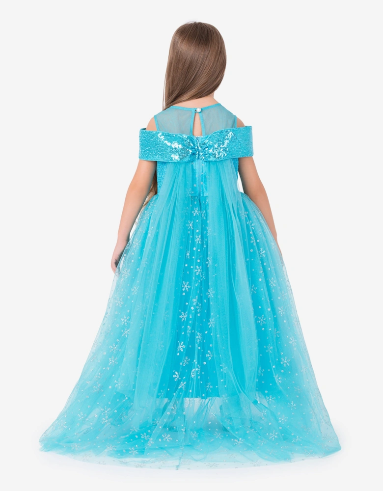 Girls Elsa Snow Kingdom Princess Costume in Blue