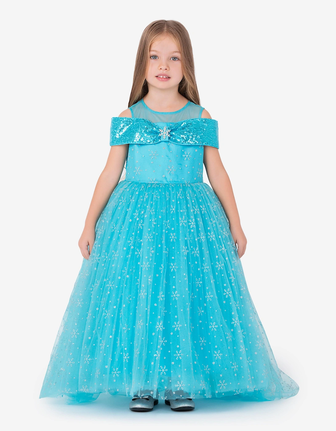 Girls Elsa Snow Kingdom Princess Costume in Blue, 5 of 4