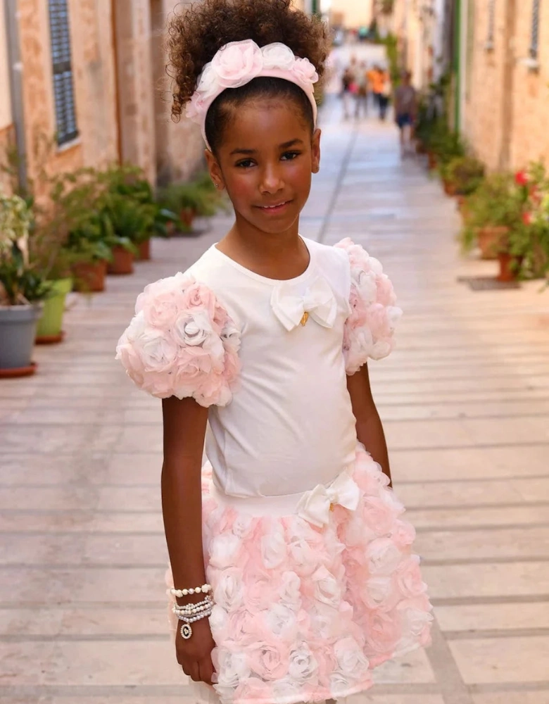 Angels Face Girls Roses Top and Skirt Set in Pink