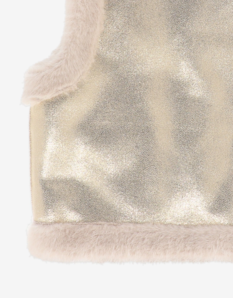 Angels Face Girls Cher Metallic and Faux Fur Gilet in Gold
