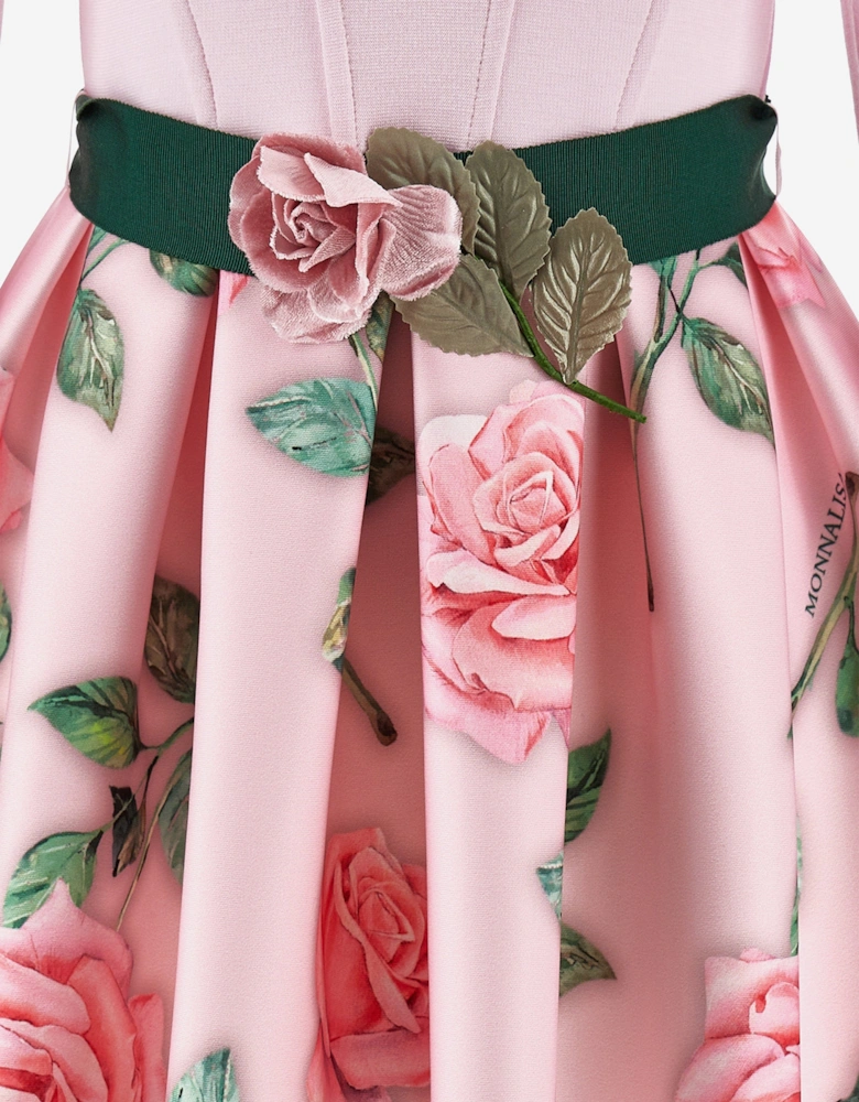 Girls Neoprene Rose Dress in Pink