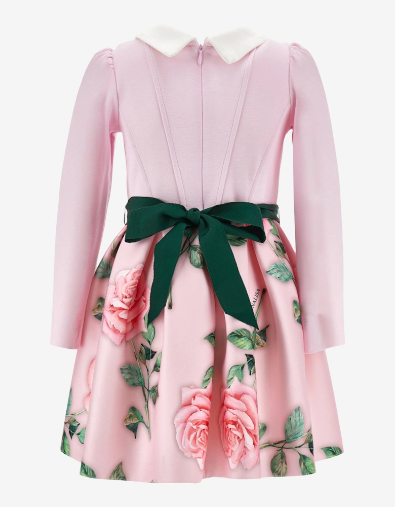 Girls Neoprene Rose Dress in Pink