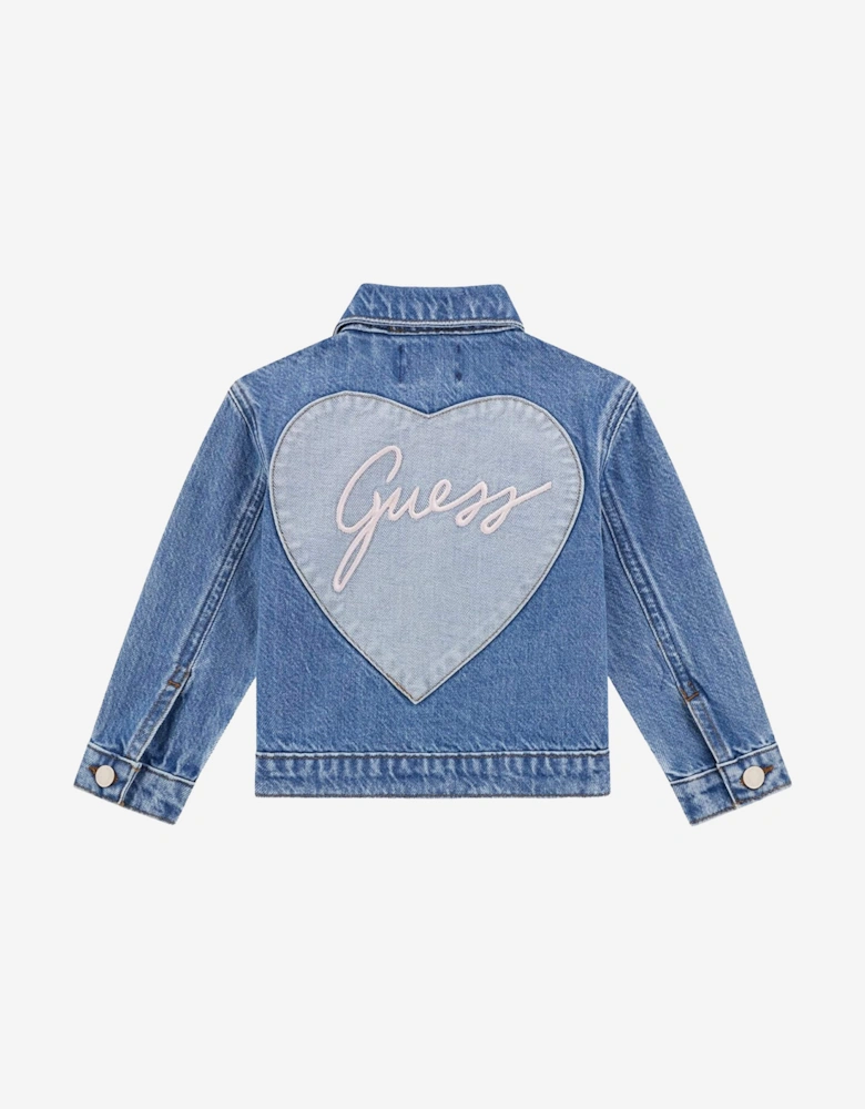 Girls Heart Denim Jacket in Blue