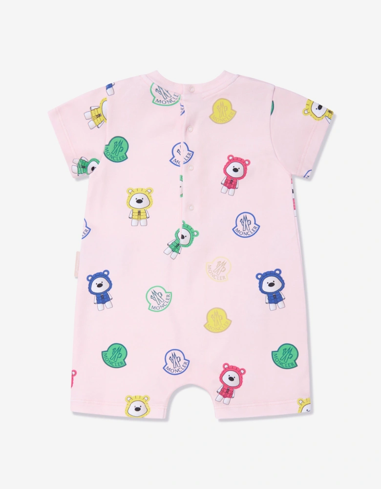 Baby Girls Bear Print Romper in Pink