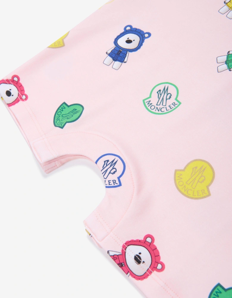 Baby Girls Bear Print Romper in Pink
