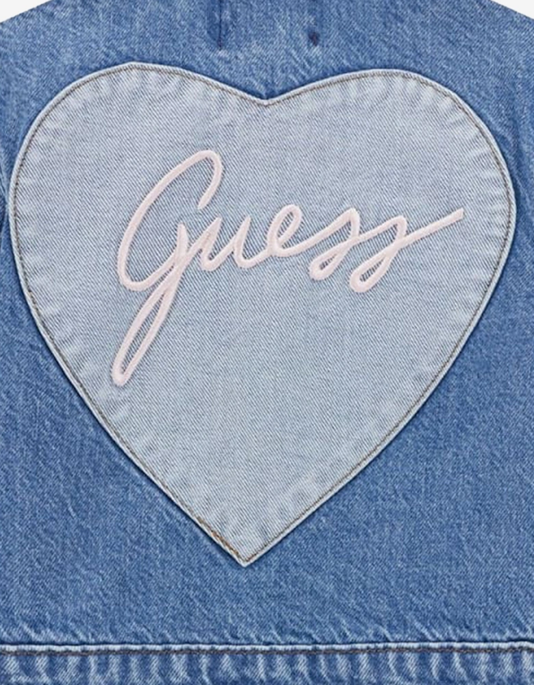 Girls Heart Denim Jacket in Blue
