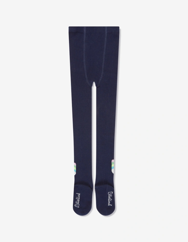 Billieblush Girls Jacquard Heart Tights in Navy