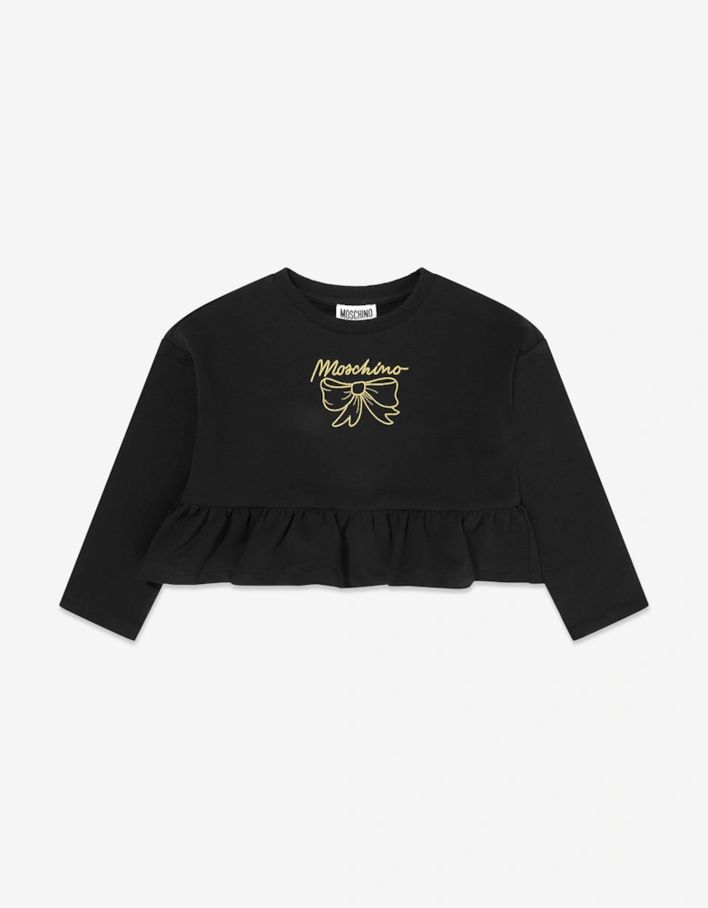 Girls Bow Logo Sweatshirt in Black