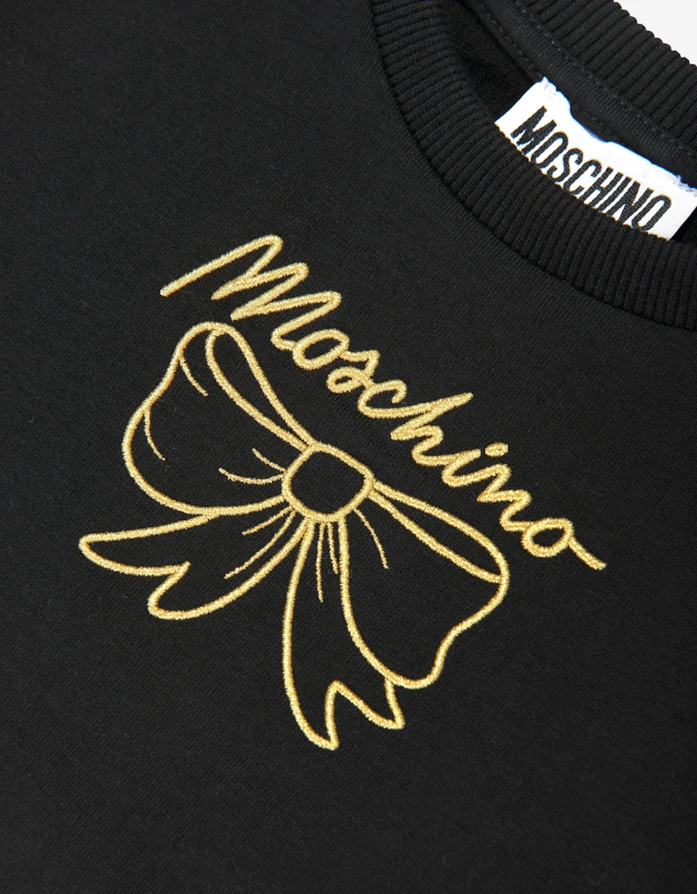 Girls Bow Logo Sweatshirt in Black