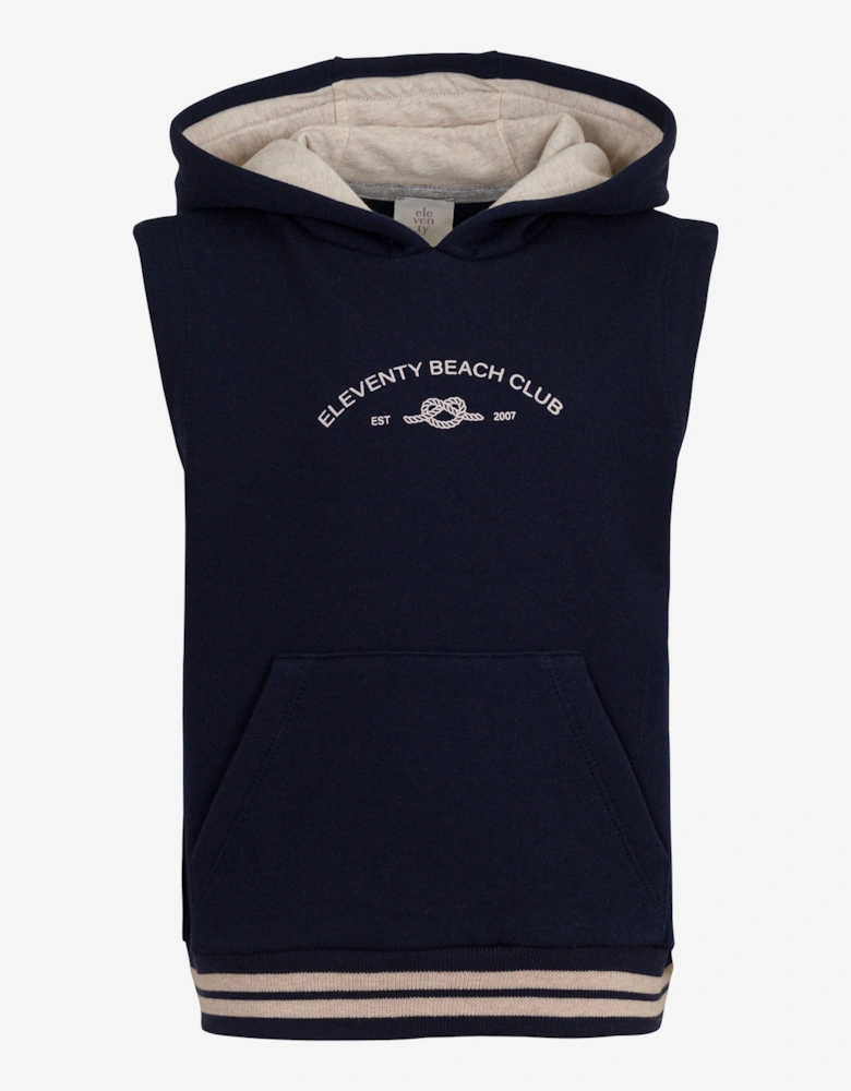 Boys Sleeveless Beach Club Hoodie in Navy