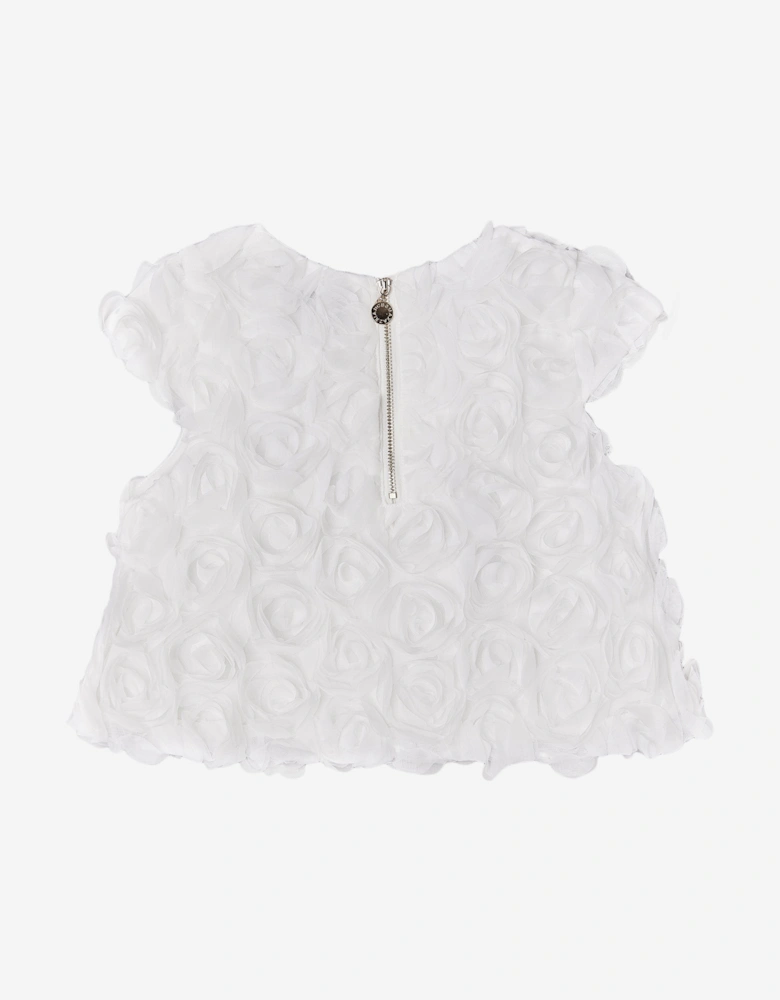 BCBGMAXAZRIA Girls All Over 3D Rose Top in White