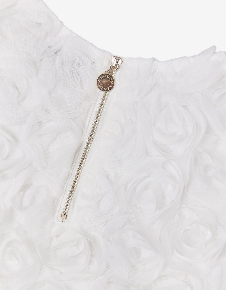 BCBGMAXAZRIA Girls All Over 3D Rose Top in White