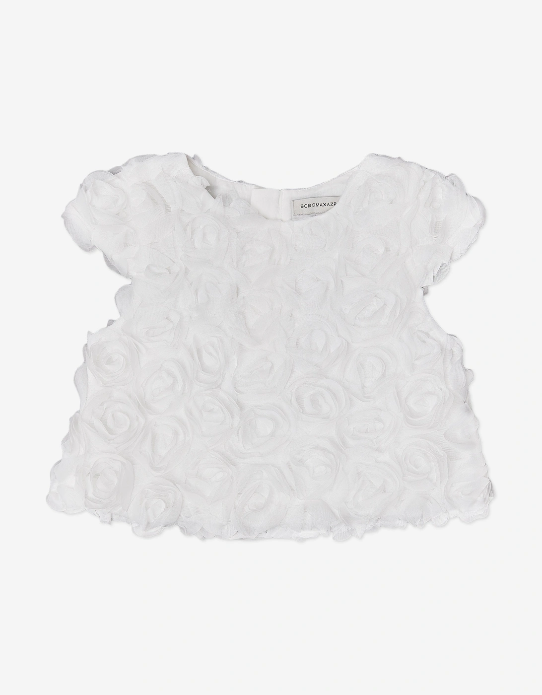 BCBGMAXAZRIA Girls All Over 3D Rose Top in White, 5 of 4