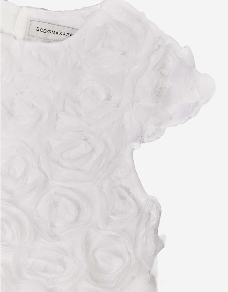 BCBGMAXAZRIA Girls All Over 3D Rose Top in White