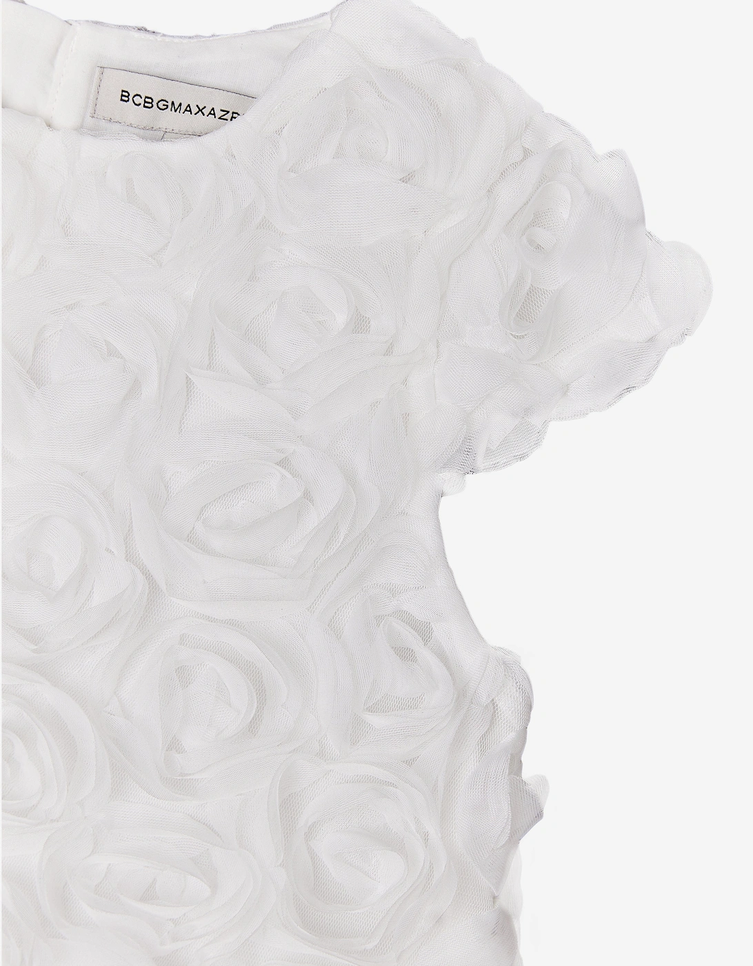 BCBGMAXAZRIA Girls All Over 3D Rose Top in White