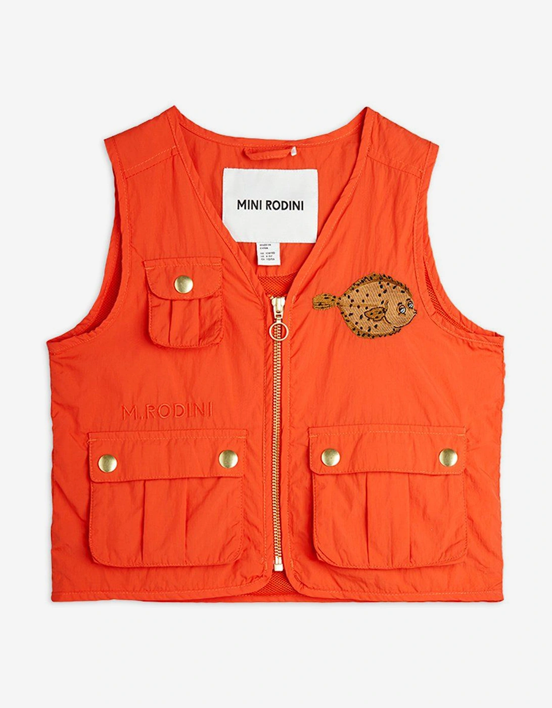Kids Flundra Embroidered Utility Vest in Orange, 5 of 4