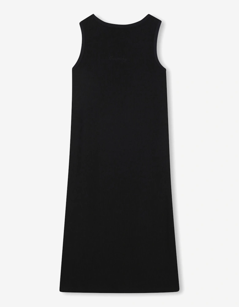 Girls Ribbed Logo Tank Dress in Black