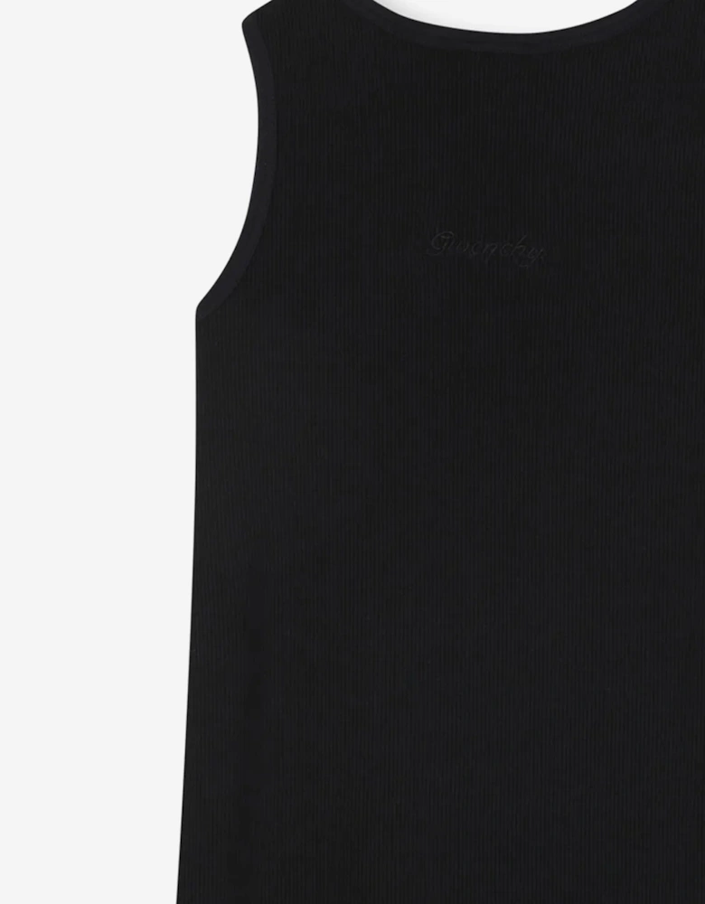 Girls Ribbed Logo Tank Dress in Black