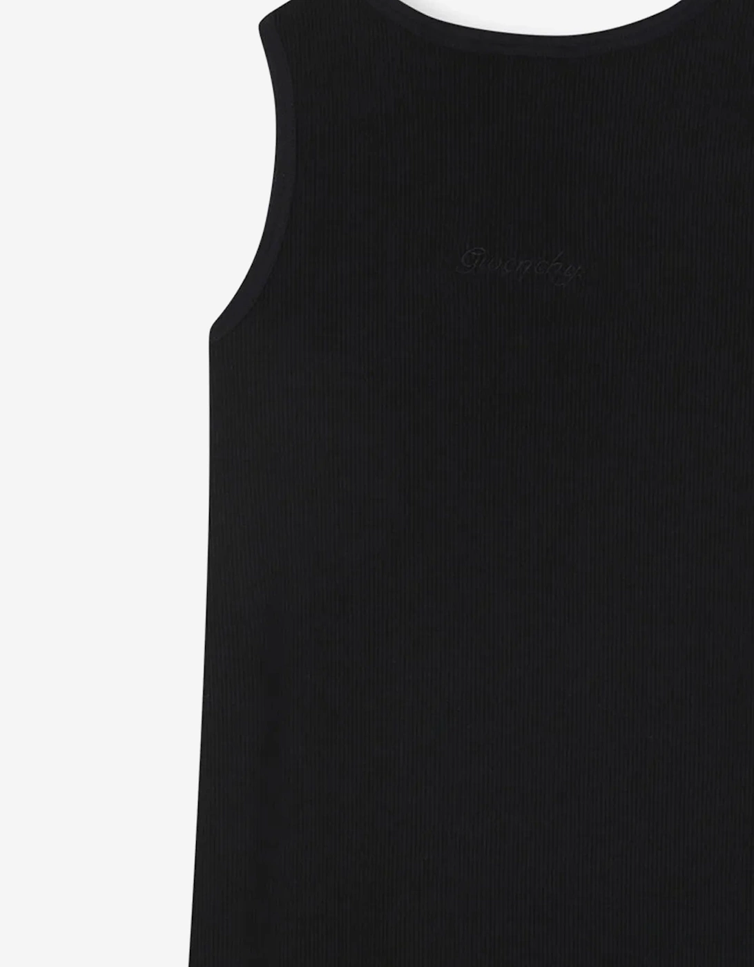 Girls Ribbed Logo Tank Dress in Black