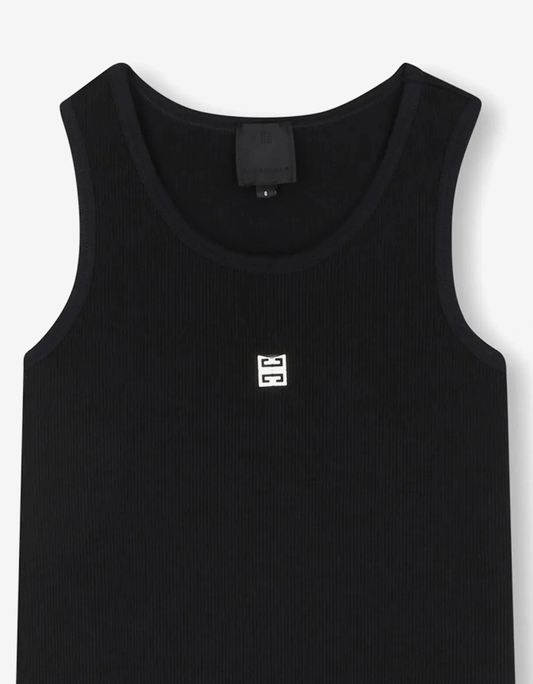 Girls Ribbed Logo Tank Dress in Black