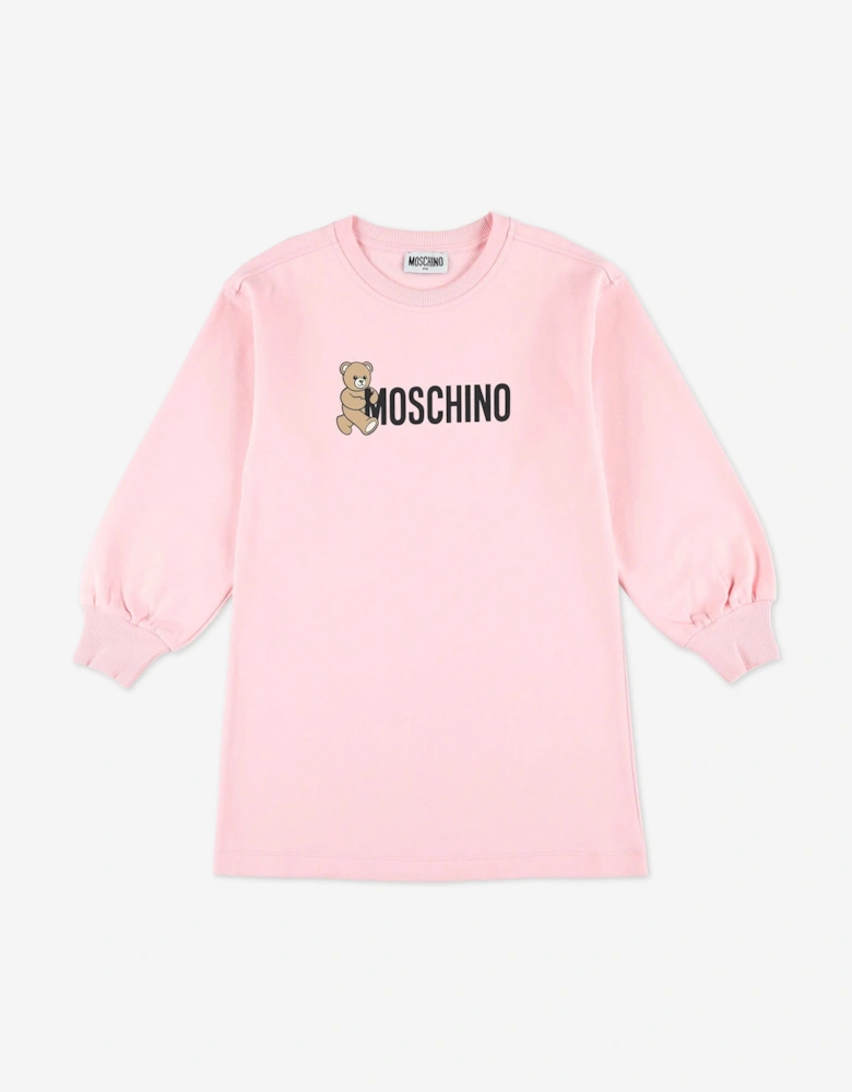 Girls Teddy Logo Sweater Dress in Pink
