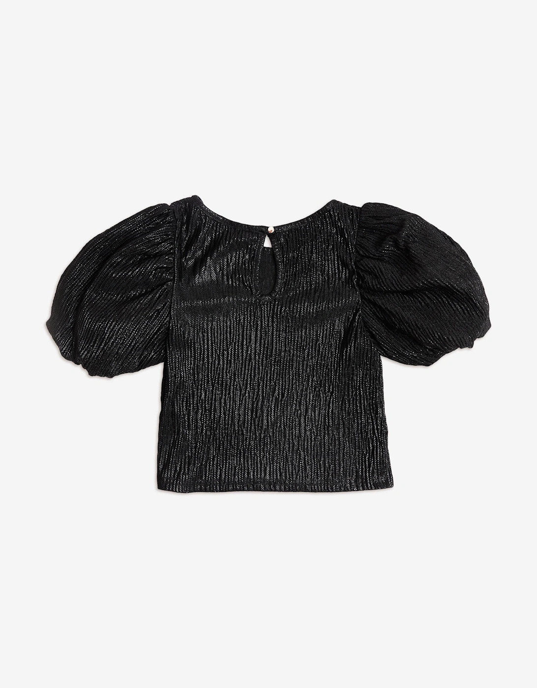 BCBGMAXAZRIA Girls Knitted Texture Puff Sleeve Top in Black
