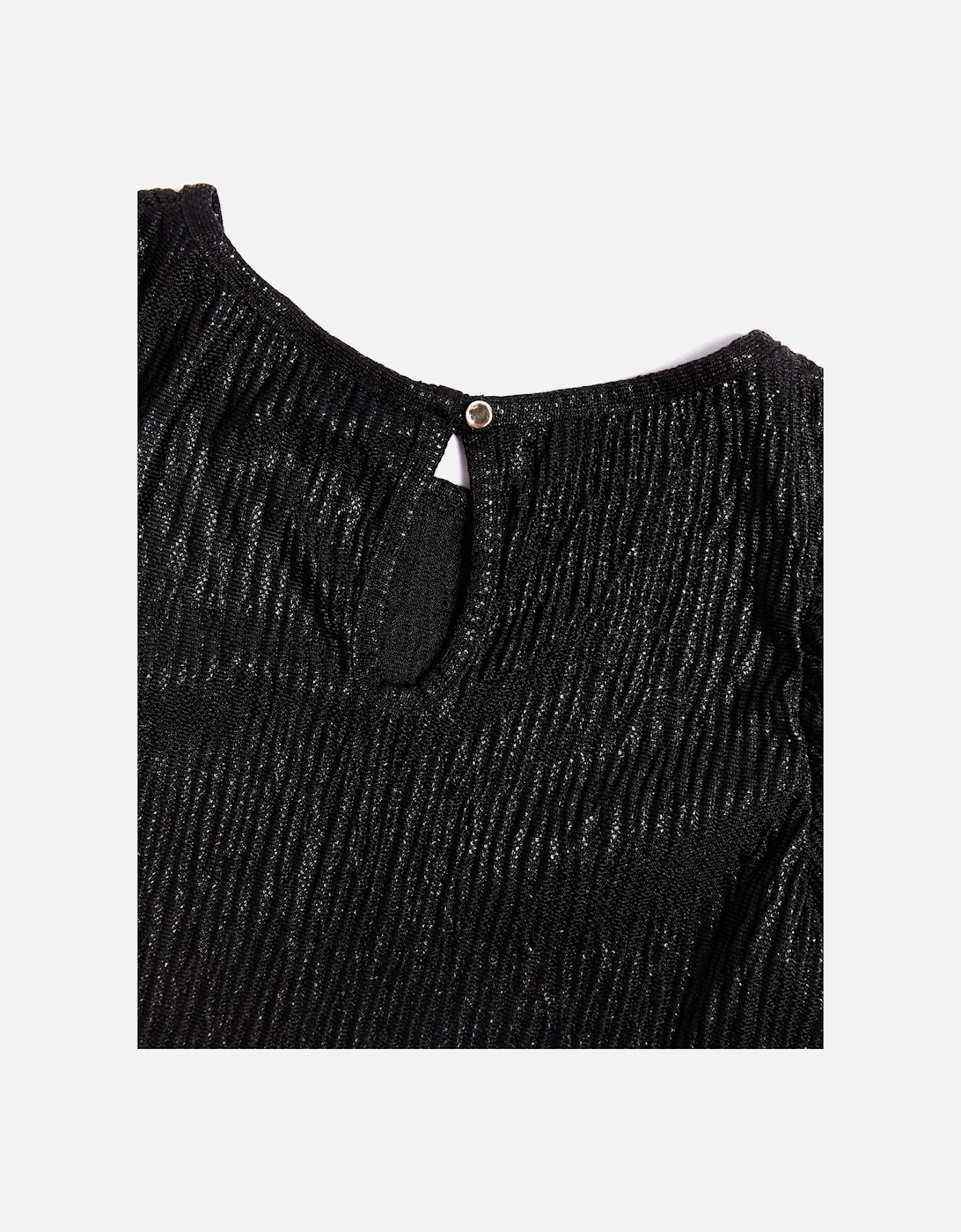 BCBGMAXAZRIA Girls Knitted Texture Puff Sleeve Top in Black