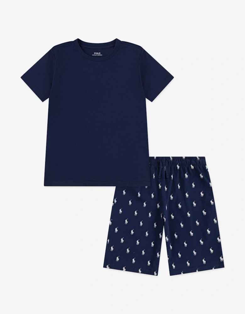 Boys Cotton Jersey Short Pyjamas Set in Navy