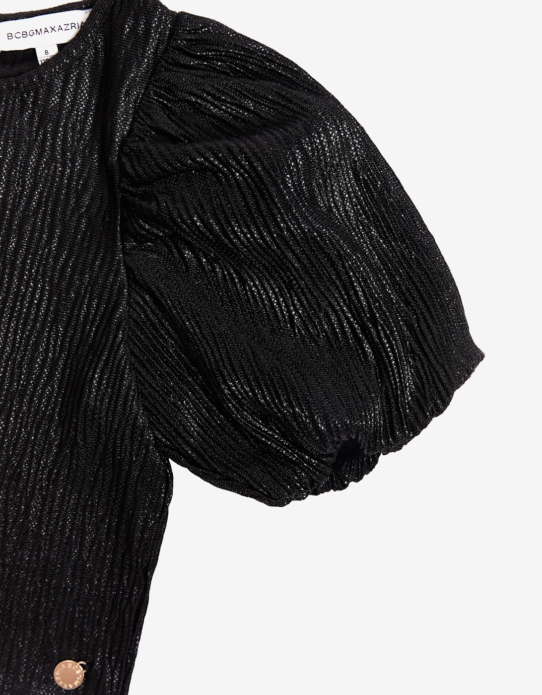 BCBGMAXAZRIA Girls Knitted Texture Puff Sleeve Top in Black