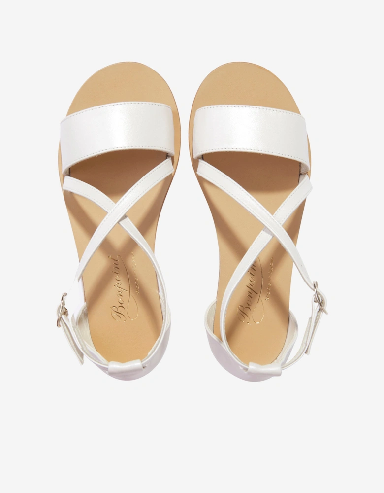 Girls Fia Leather Sandals in White