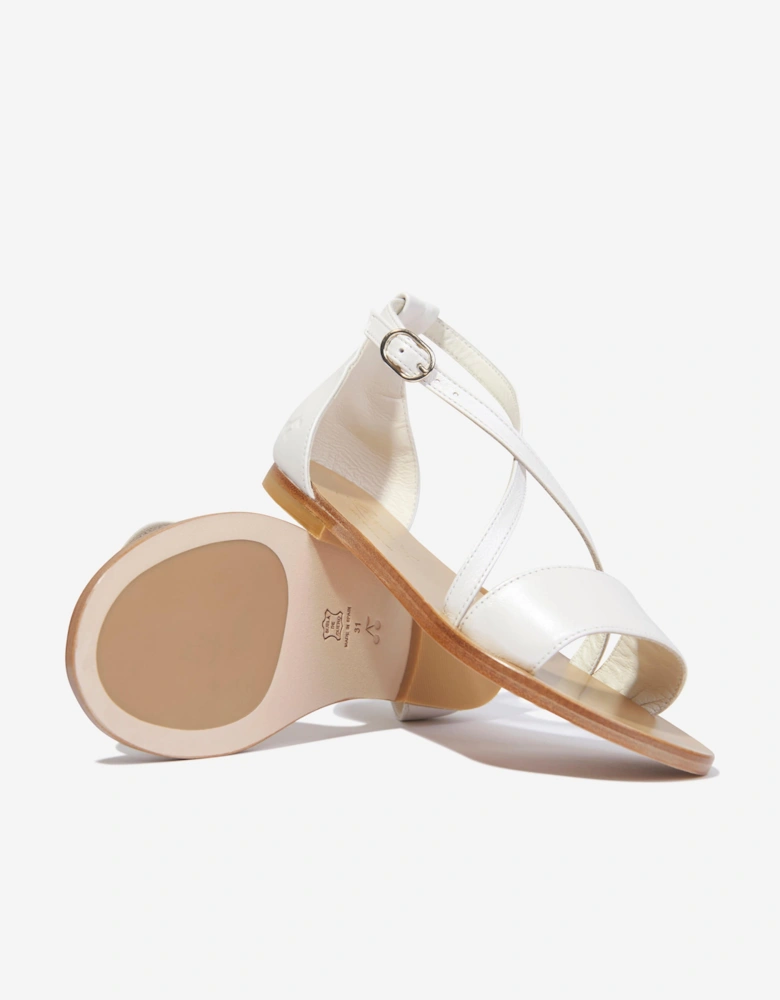 Girls Fia Leather Sandals in White