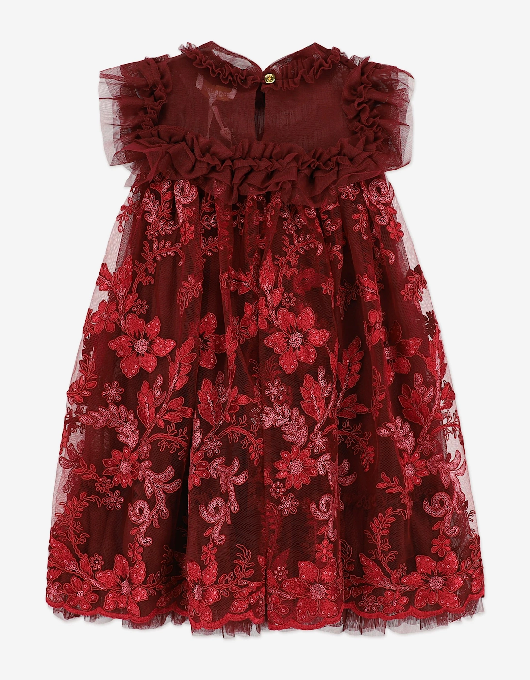 Angels Face Girls Dominique Flower Embroidery Dress in Red