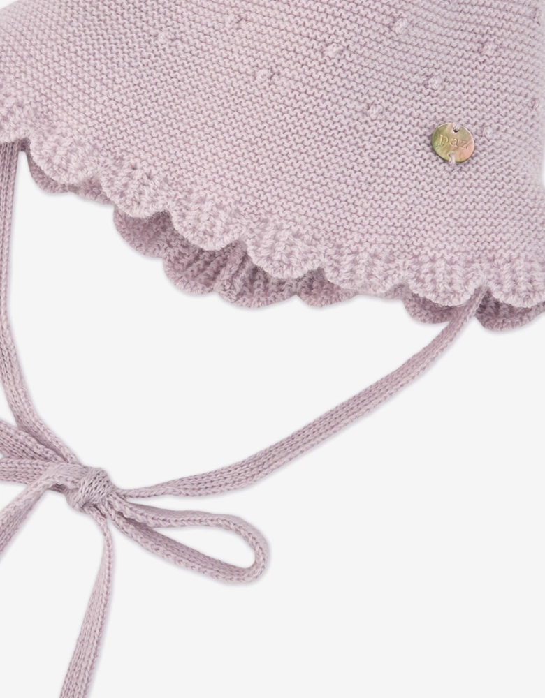 Baby Girls Wool Knit Hat in Purple