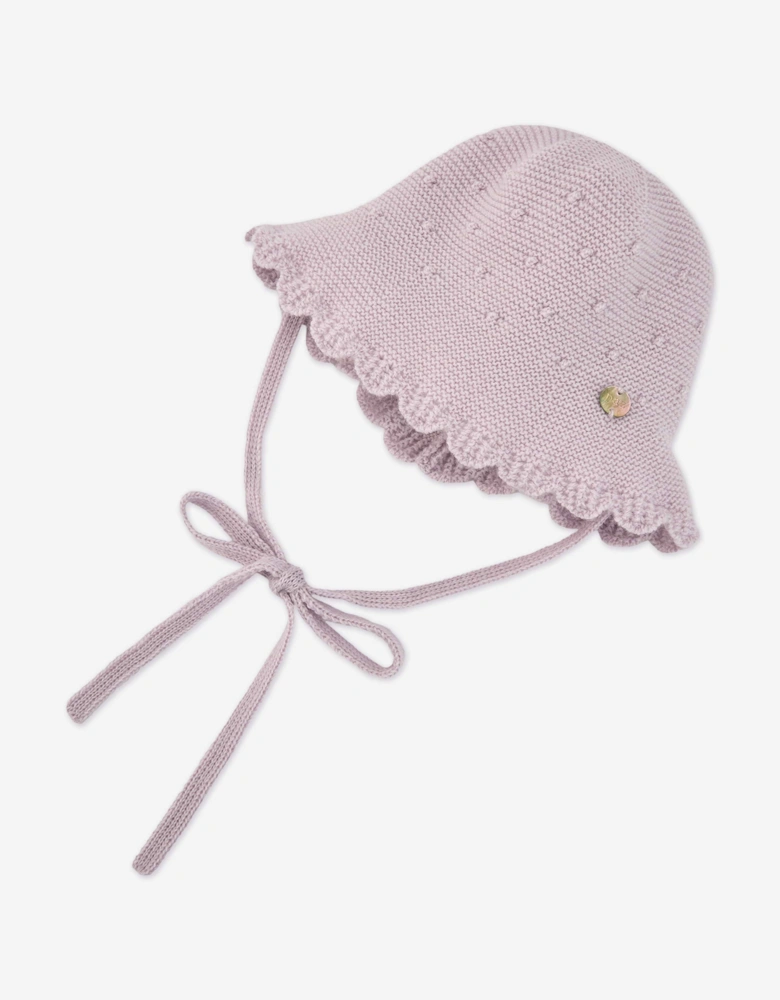 Baby Girls Wool Knit Hat in Purple