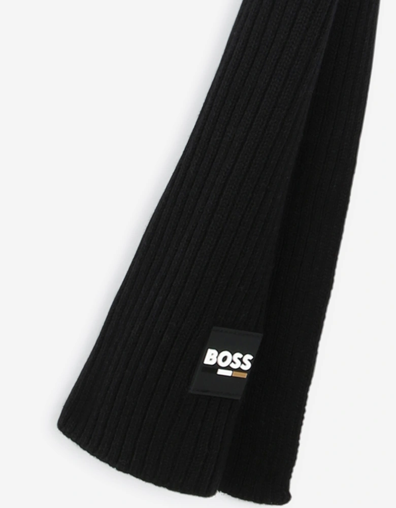 BOSS Boys Logo Scarf in Black